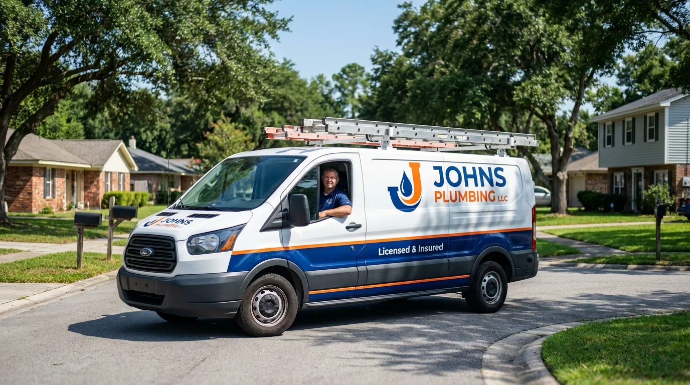 Johns Plumbing LLC service van in North Vernon, IN