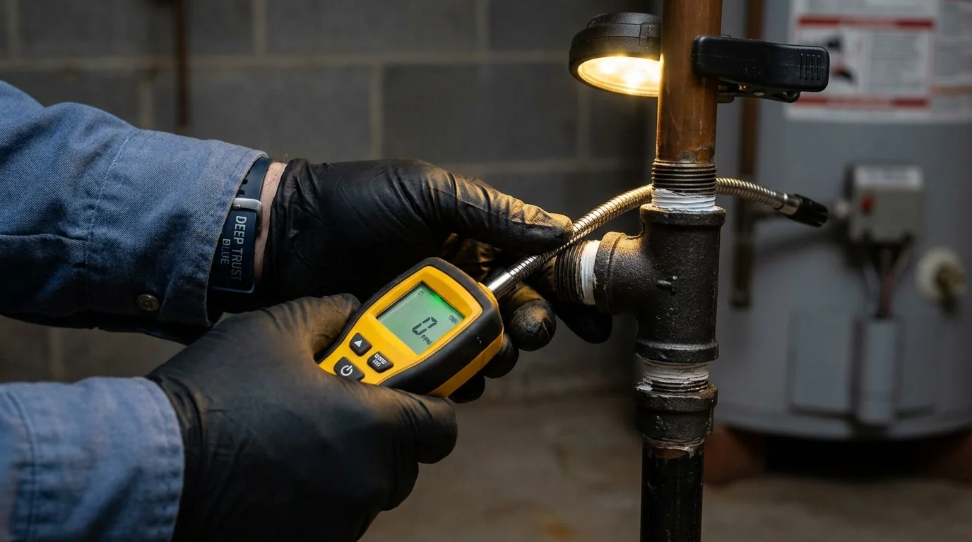Gas leak detection with electronic sniffer by Johns Plumbing LLC in North Vernon