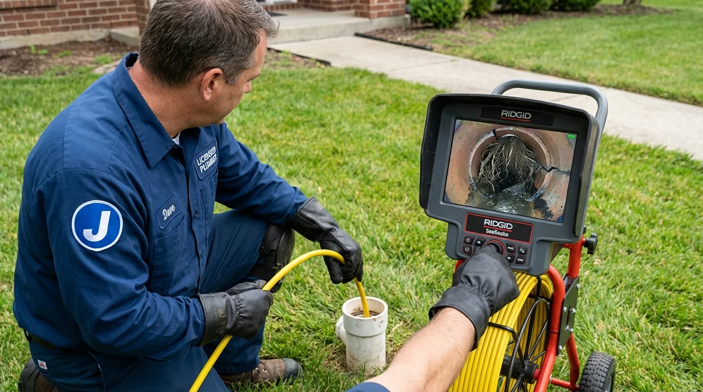Sewer camera inspection being performed by Johns Plumbing LLC in North Vernon